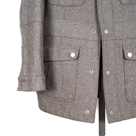 Men's Classic Wool Blend Pea Coat Field Jacket LARGE Gray Military Traditional - Picture 4 of 8